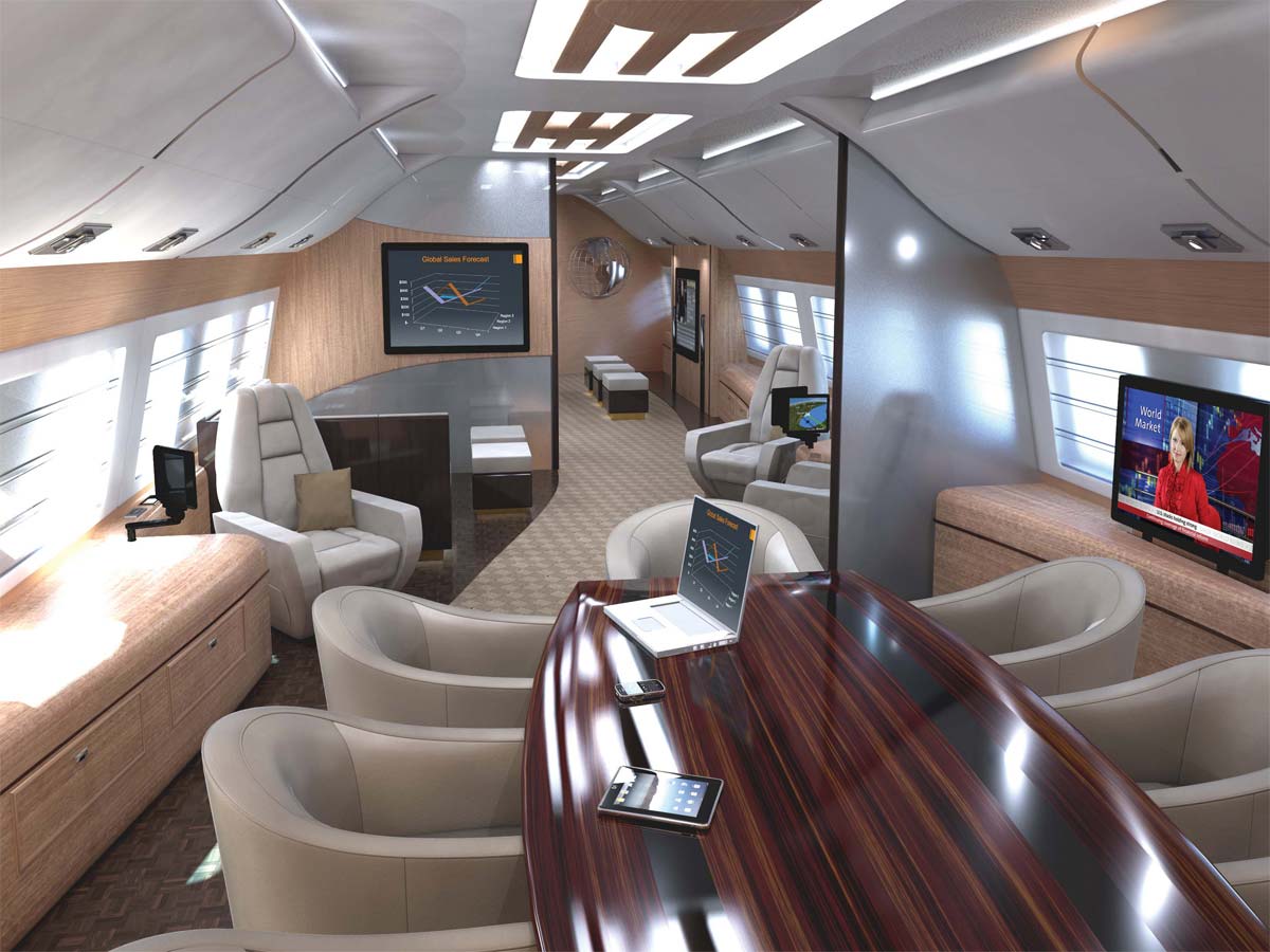 Heavy jet interior — luxury private aviation for intercontinental Asia routes