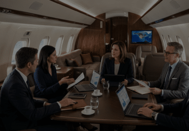 Private jet on the ramp before a private air charter flight in Asia