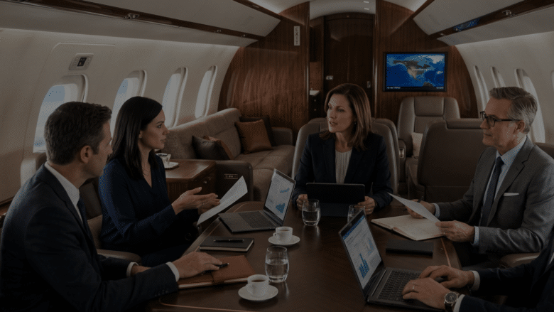 Private jet on the ramp before a private air charter flight in Asia