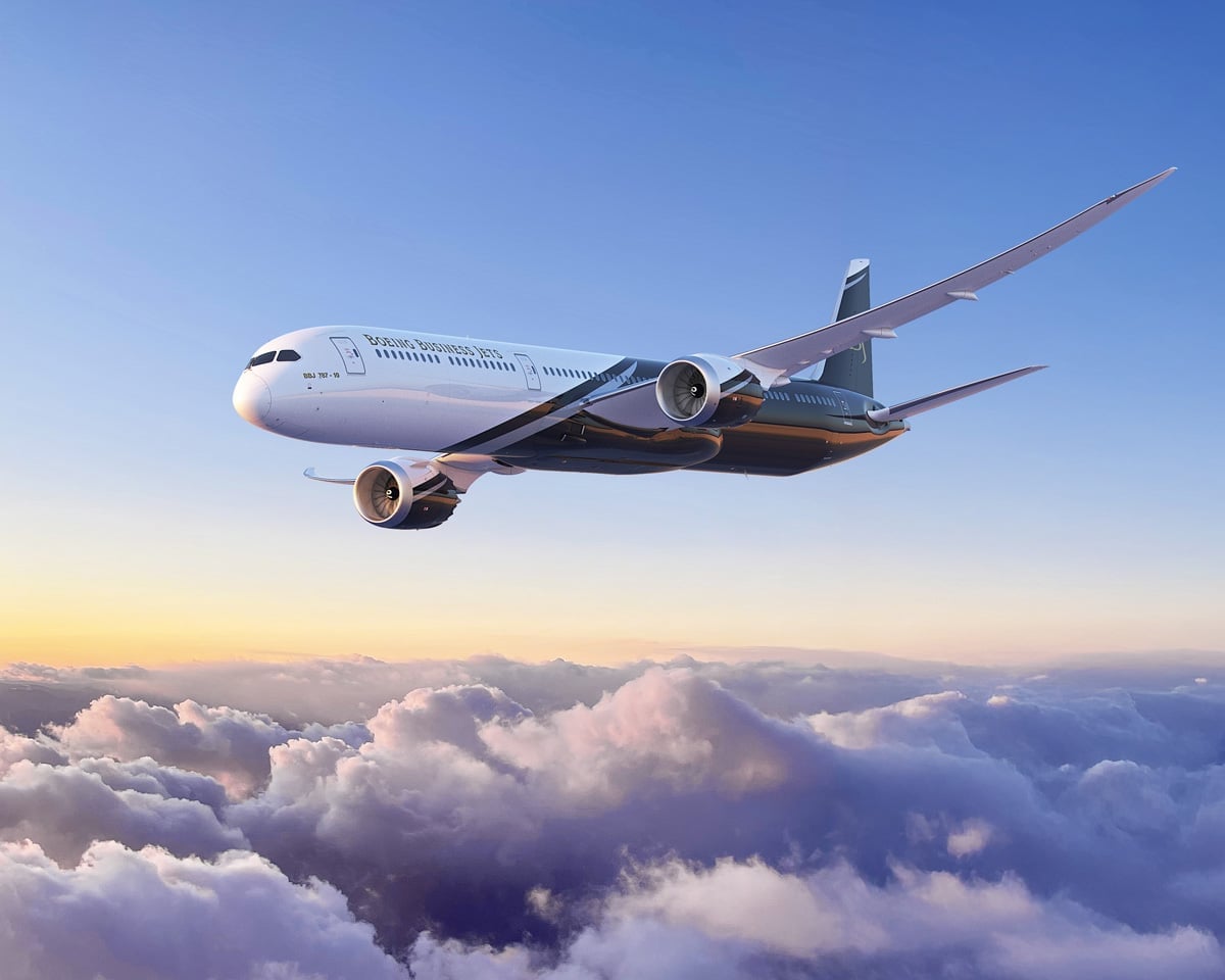 Commercial airliner in flight, compared with private charter